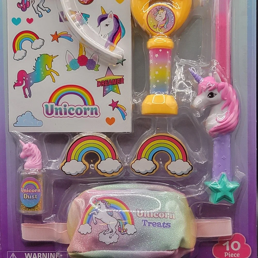 My Life As Unicorn Trainer 10 pc Play Set for 18 In Dolls Headband Treats Wand
